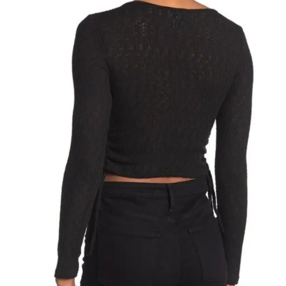 NWT Good Luck Gem Black Side Ruched Top L - Picture 2 of 3
